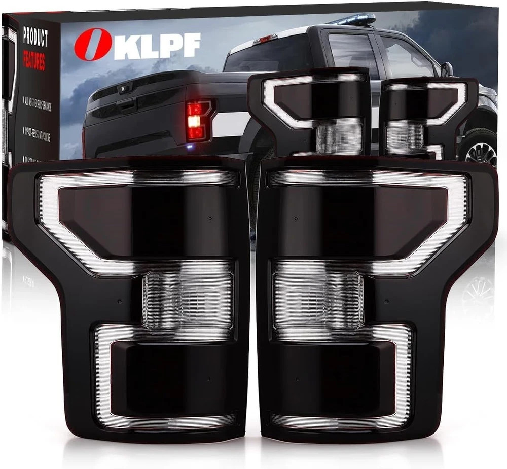 OKLPF Rear Brake Smoked Tail Light Compatible With 2018 2019 2020 Ford F150 F-15
