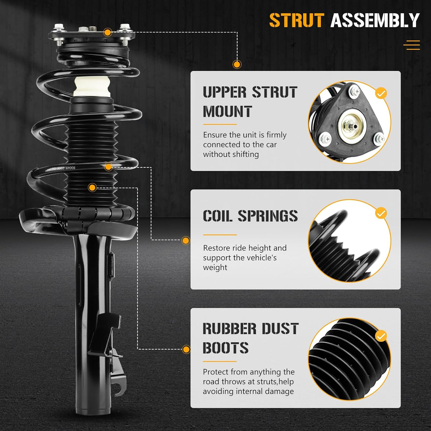 Front Rear Complete Struts Shock Absorbers with Coil Spring Fit for Mazda 5 2006