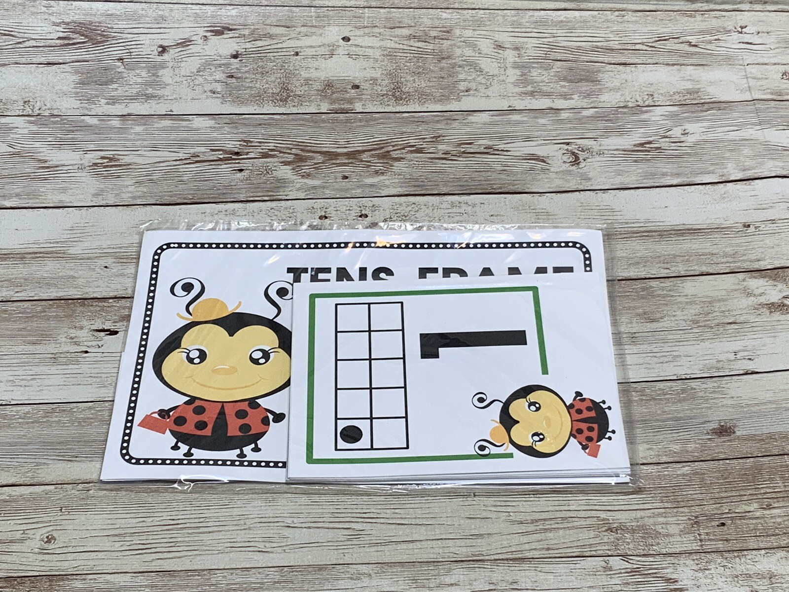 Lady Bug – Themed Learning Centers – Laminated – Tens Frame Number Deck