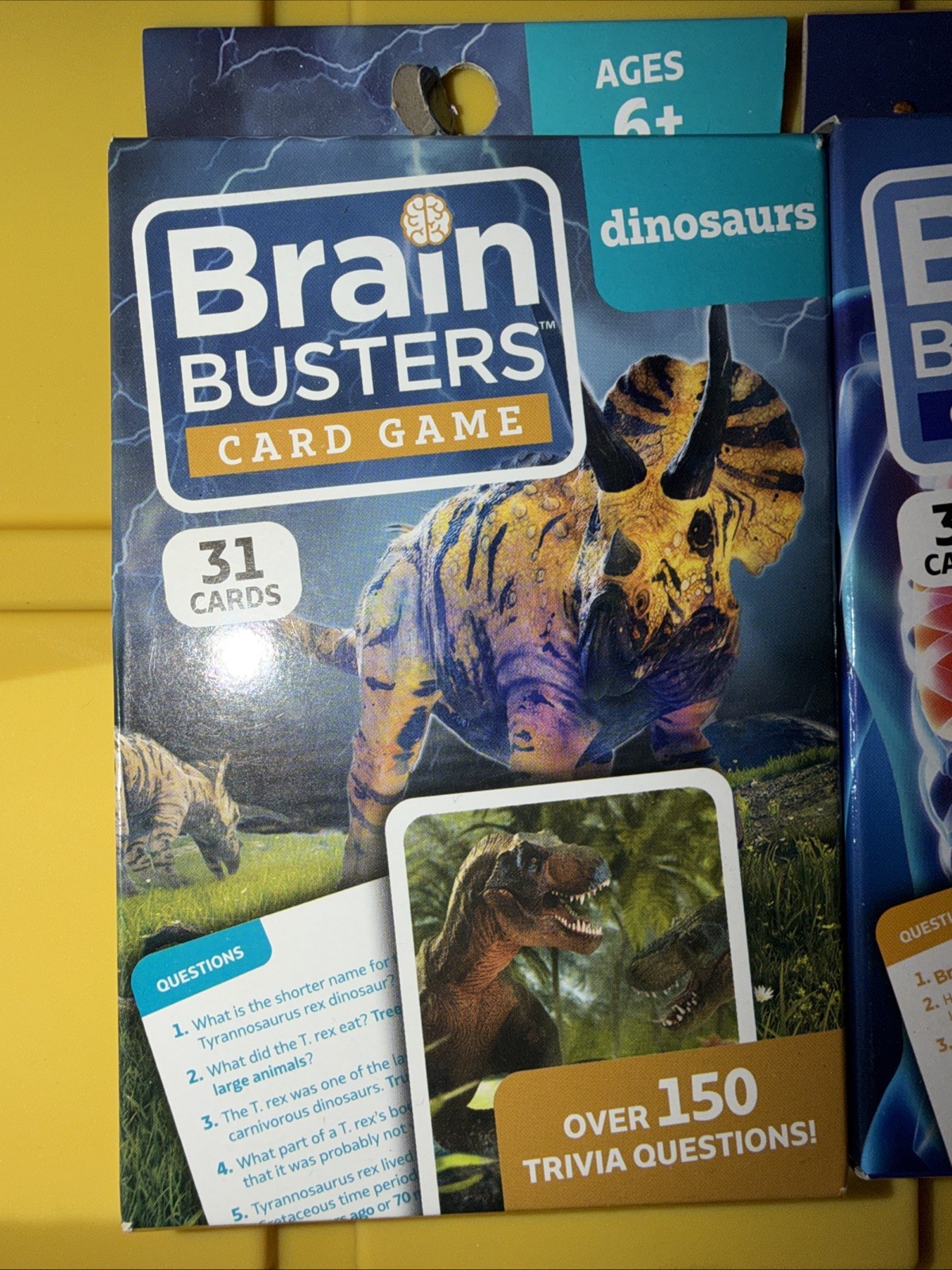 Brain Busters Card Game Set Of 3 Ages 6+ Dinosaurs, Human Body, Environment