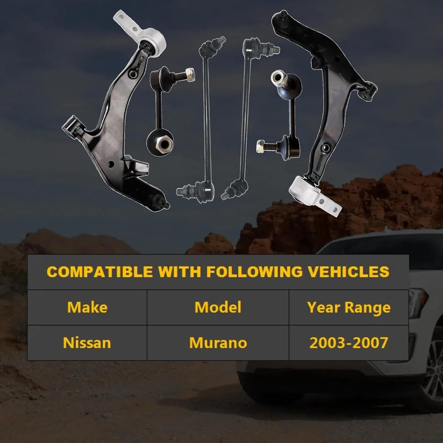 6pc Front Lower Control Arm Kit for Nissan Murano 2003 2004 2005 2006 2007,