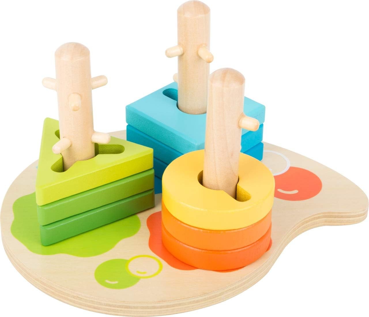 Small Foot 11190 Motor skills Shapes and Colours made of wood, plug-in game with