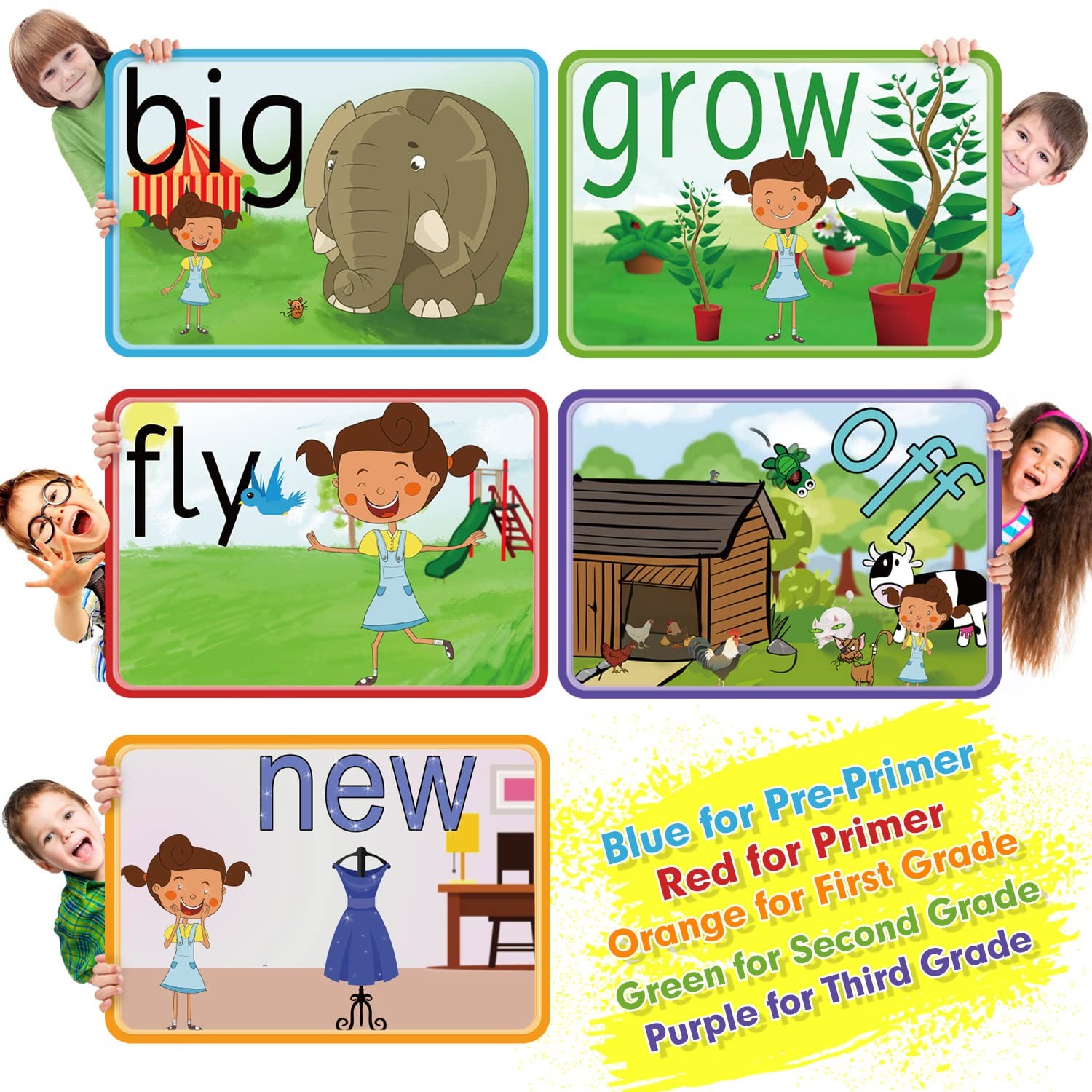 Springflower Sight Words Flash Cards Picturesmotionssentences 220 Dolch Sight