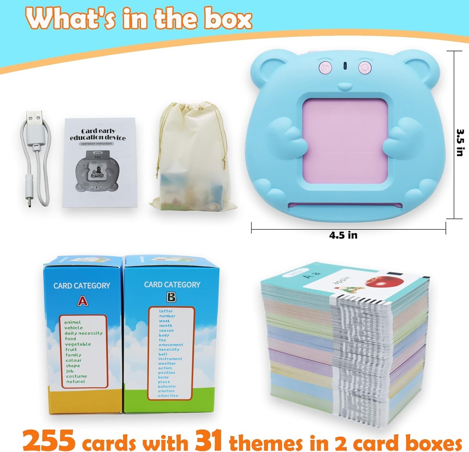 Child-Friendly Talking Flashcards – Enhance Spanish & English Skills 3-8 Years