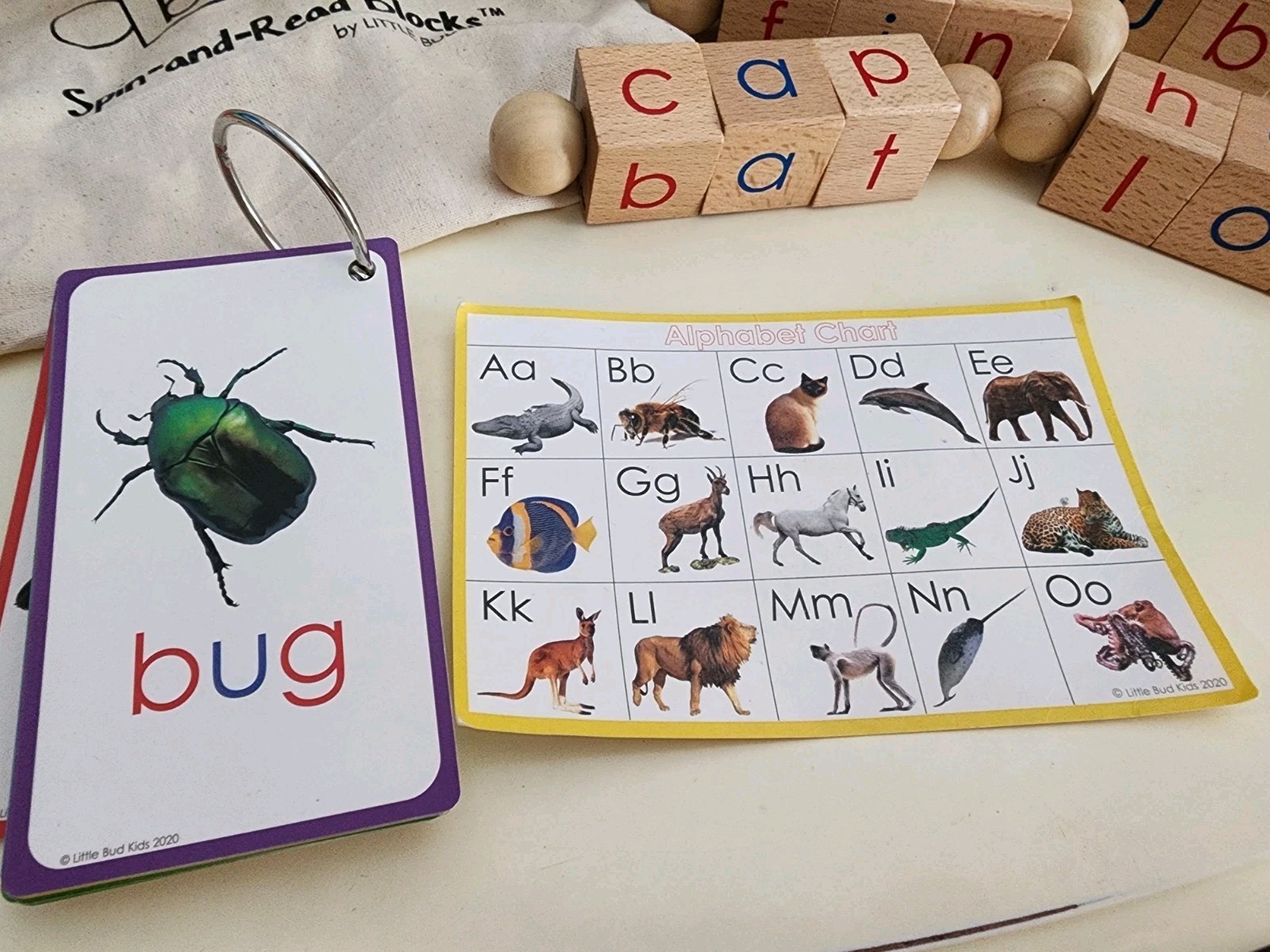 LITTLE BUD KIDS Spin-and-Read Phonetic Reading Blocks Set for New Readers