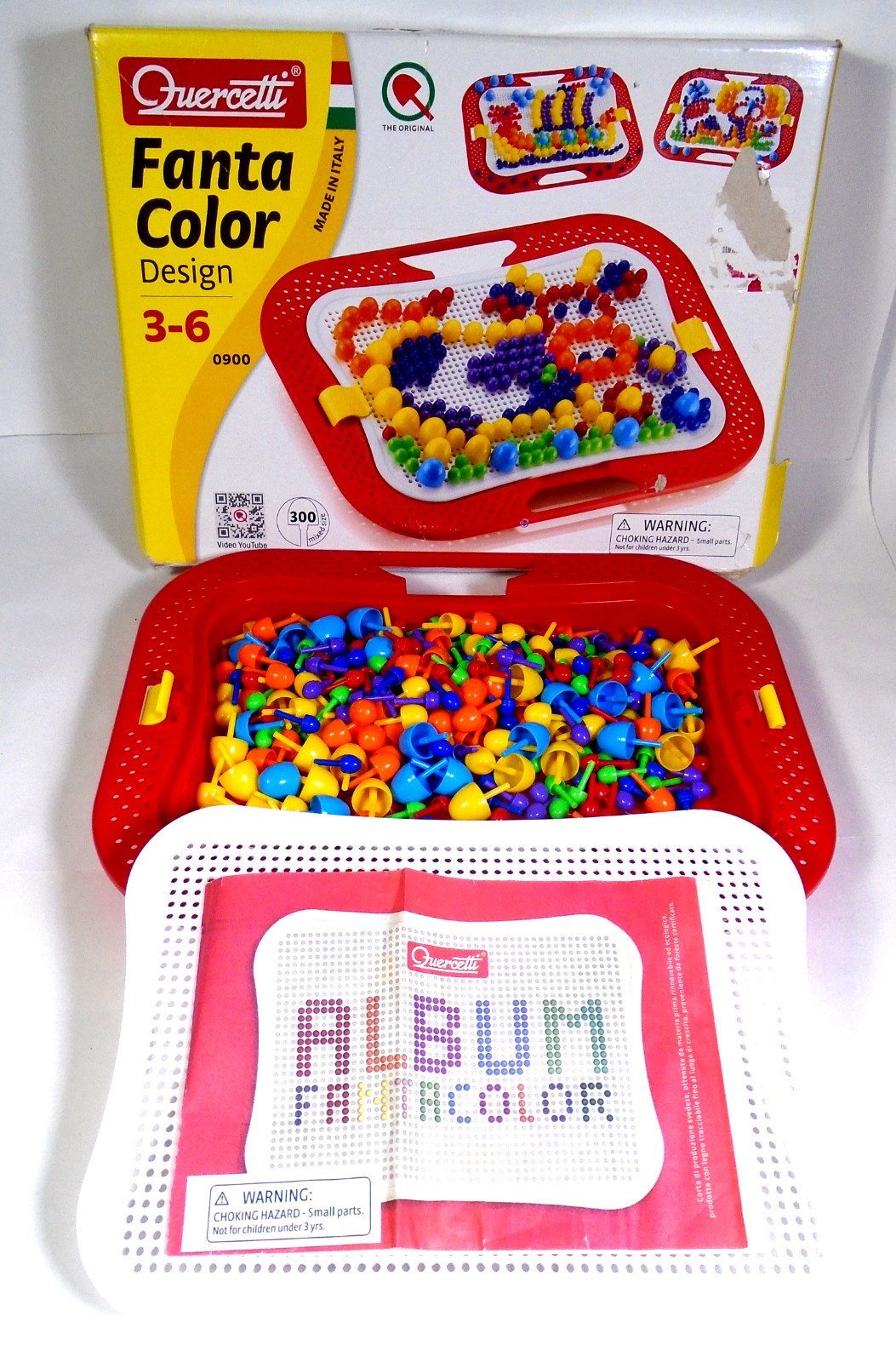 Quercetti Fanta Color Design 300+ Piece Mosaic Peg Board Set – Ages 3+