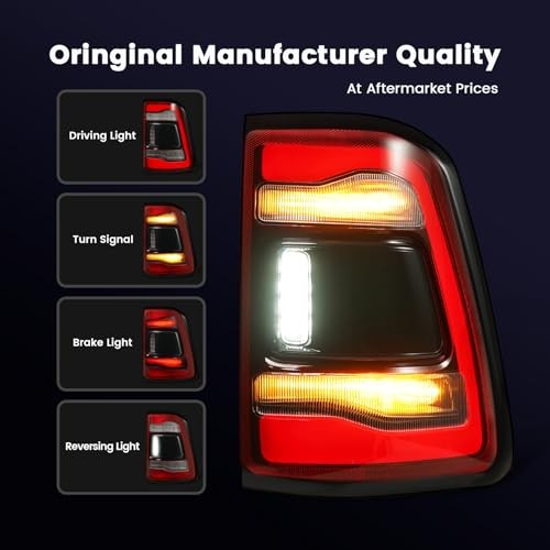 Tail Light Assembly Compatible With 19 RAM 1500 LED Black w/o Blind Spot RH
