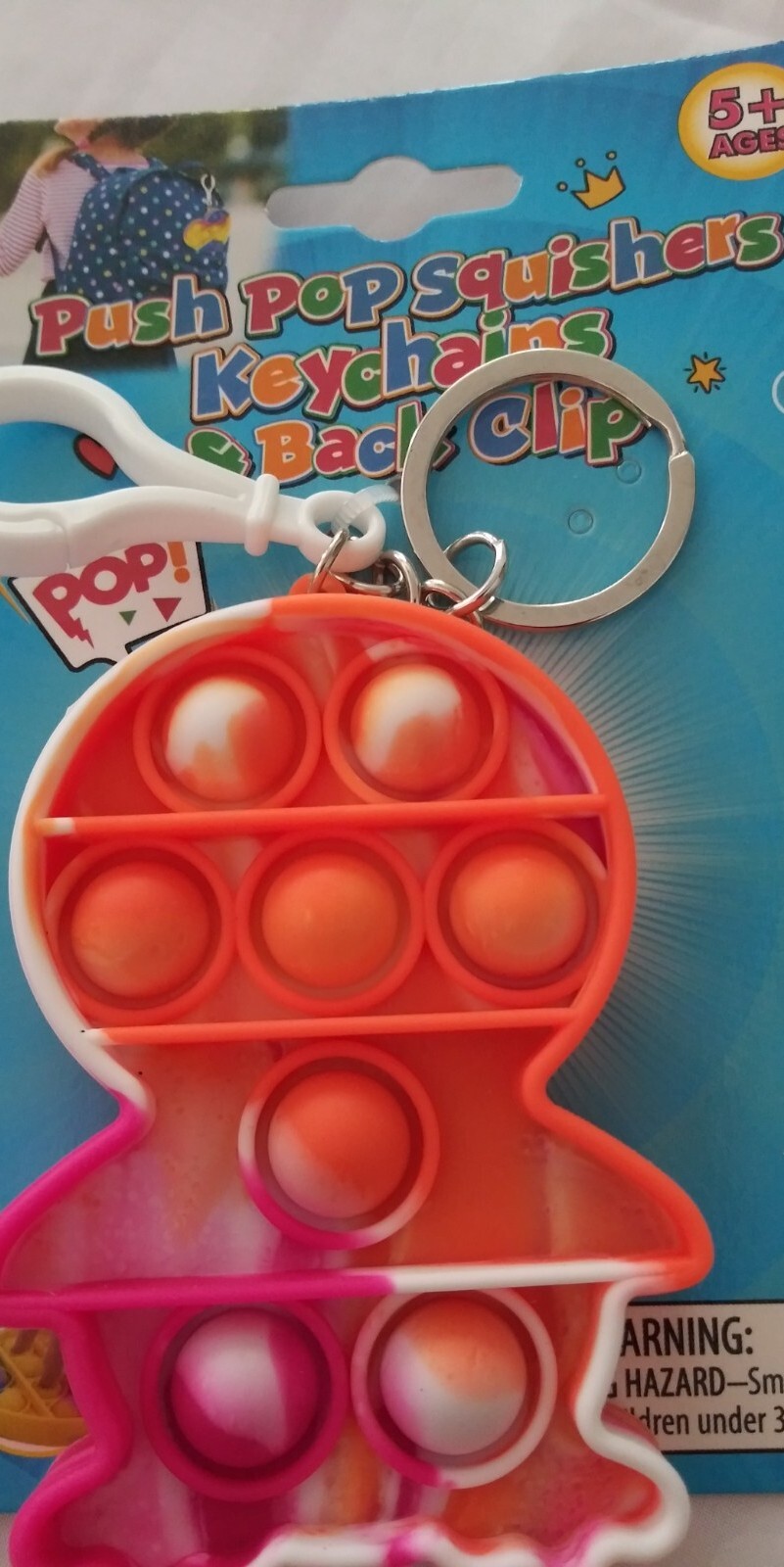 🎒Lot of 3 Pop! Keychain & Back Clip Push Pop Squishers Sensory Toy Stress◀