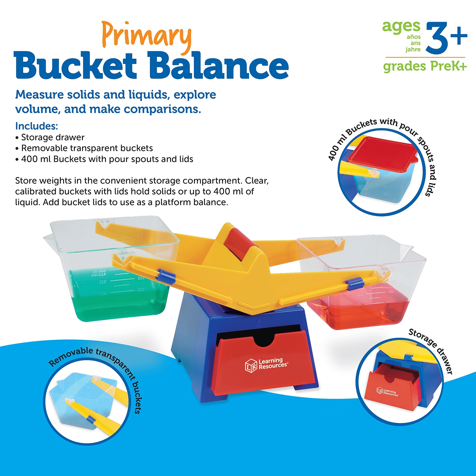 Multi Color Bucket Balance Scale for Kids STEM Learning and Measurement Tools