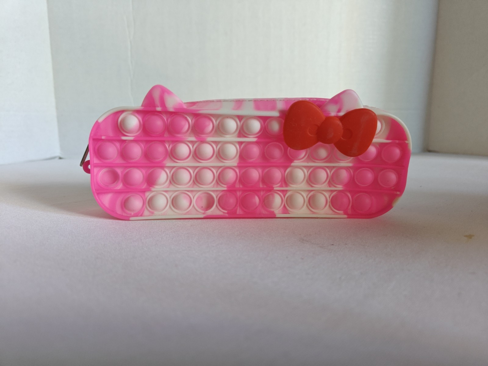 Pink Kitty Kawaii Zip It Zip & Pop Storage Bag Pencil Case Soft Silicone Pouch