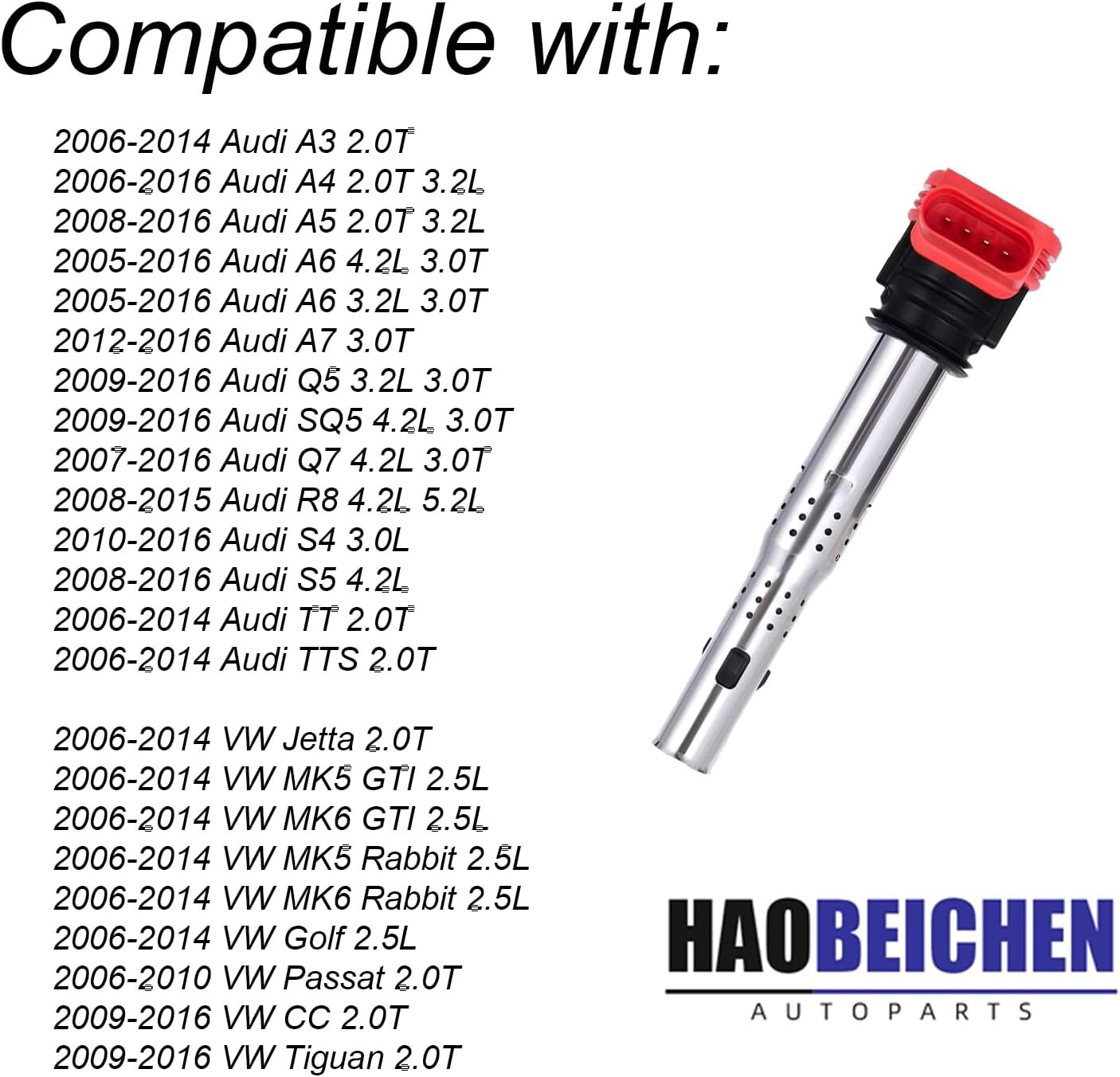 Set of 4 Ignition Coil Pack Compatible with Audi A3 A4 A5 A6 Q5 SQ5 Q7 S4 S5 TT