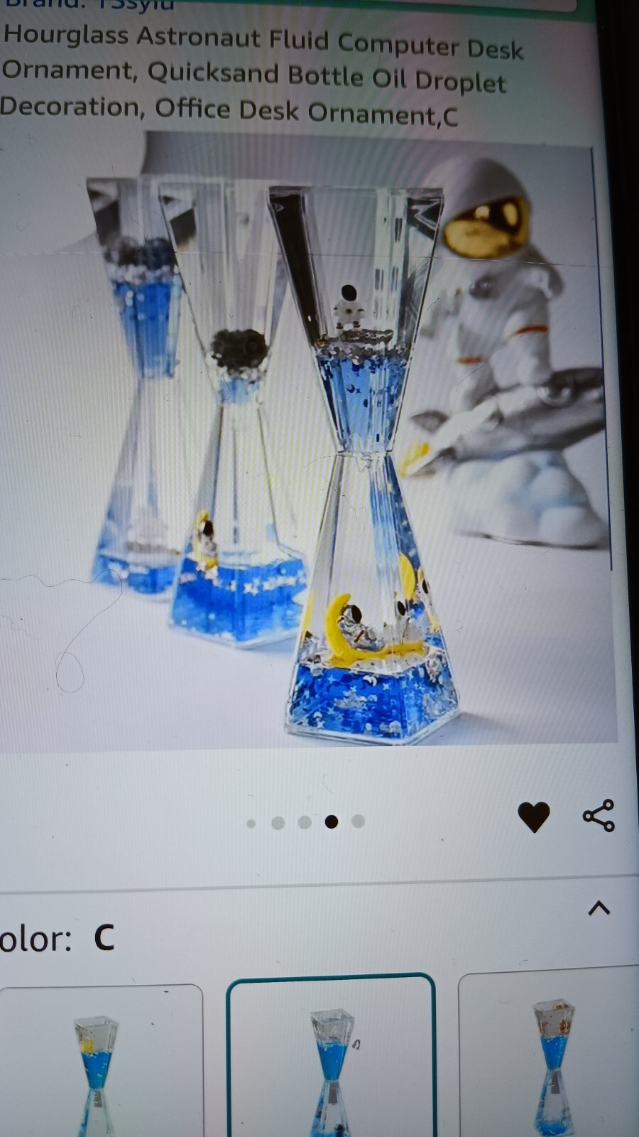 Liquid Hourglass Resin Statue Moonman Figurine With Lighted Base