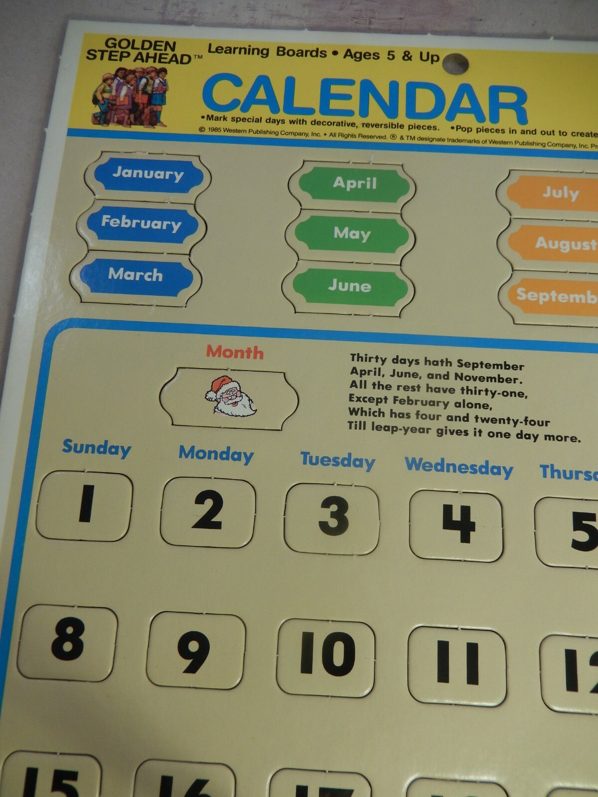 1985 Golden Step Ahead School Classroom Calendar Learning Boards By Golden 4738