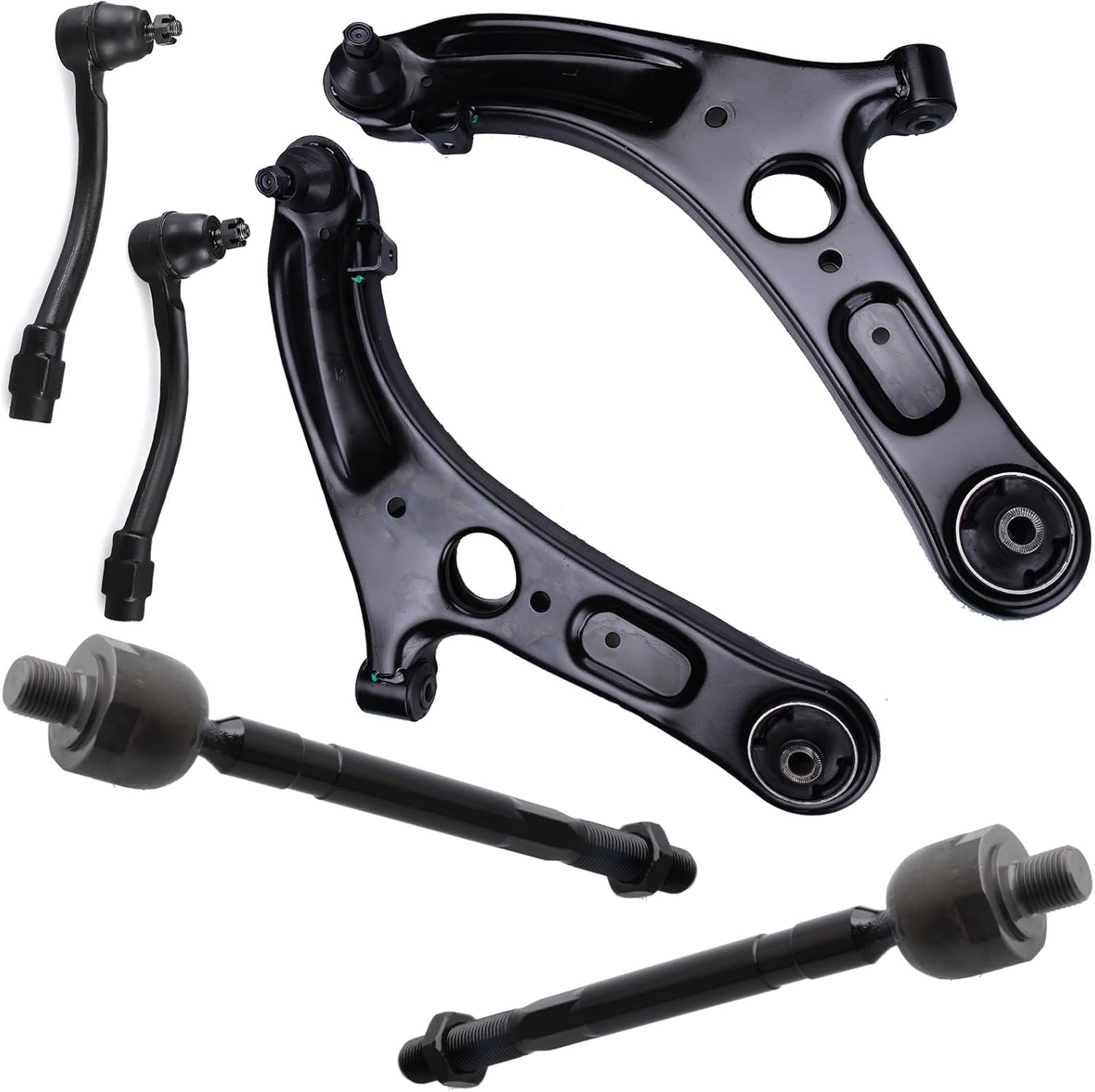 6pc Front Lower Control Arm + Front Outer Inner Tie Rod End Kit K622232 K622646