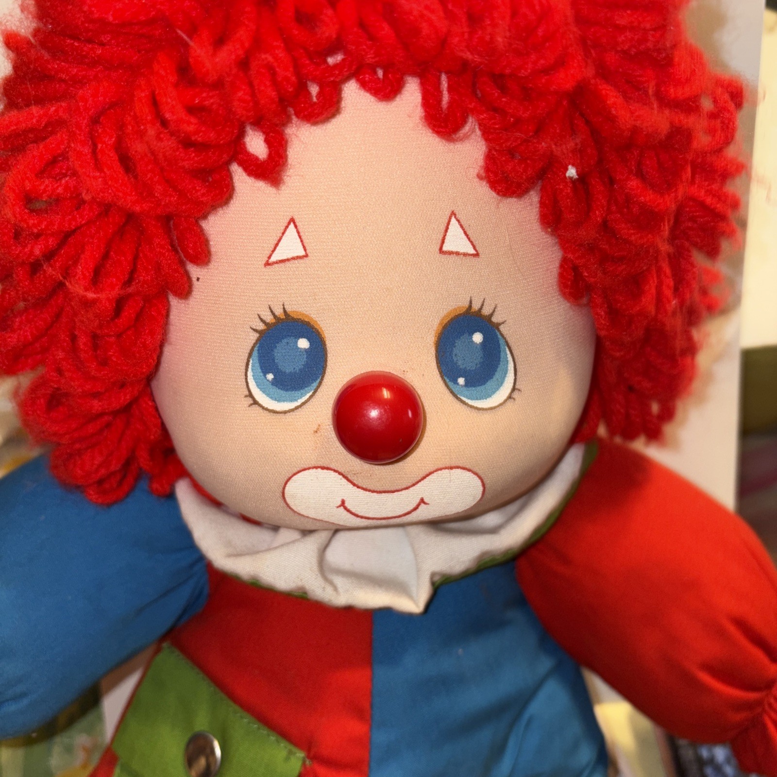 American Greetings Amtoy Clown Doll 1983 Educational Plush Toy Snap Button Zipp…