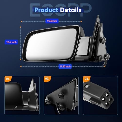 Power Side View Mirrors Replacement fit For Chevy For GMC Pickup Truck SUV 1992-