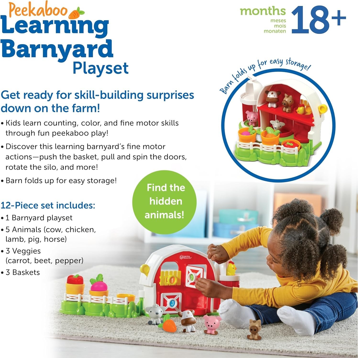 Learning Resources Peekaboo Learning Barnyard Playset Toddler Farm Toy w/ Animal