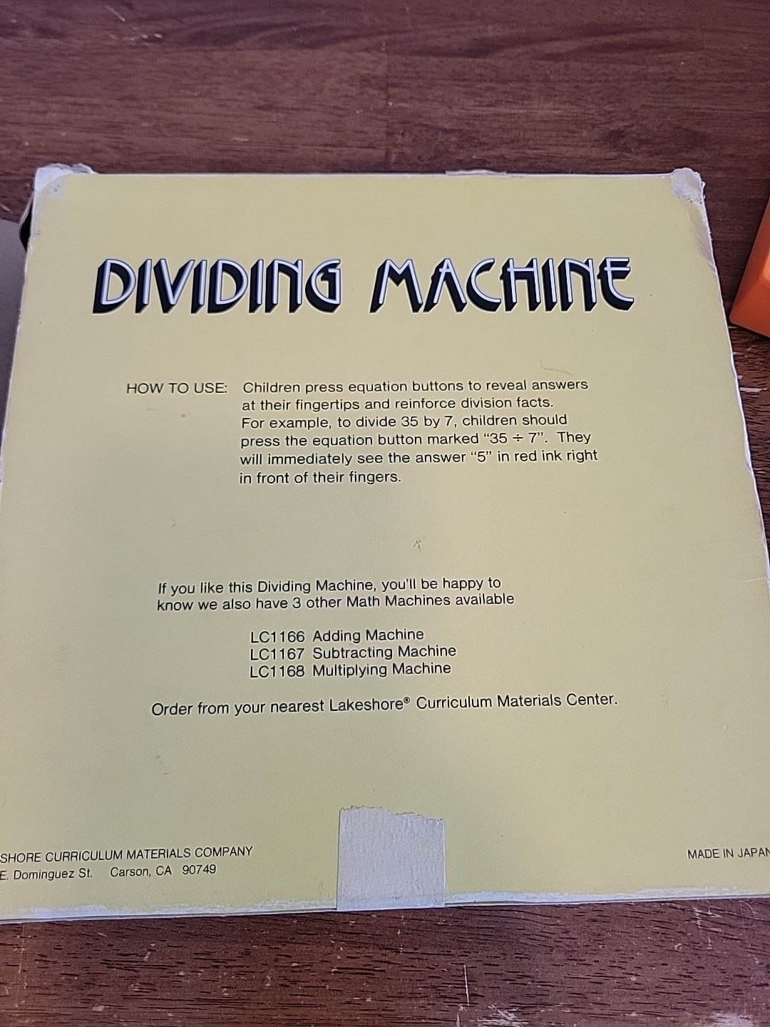 Lakeshore Curriculum LC1169 Dividing Machine Homeschool Division Toy