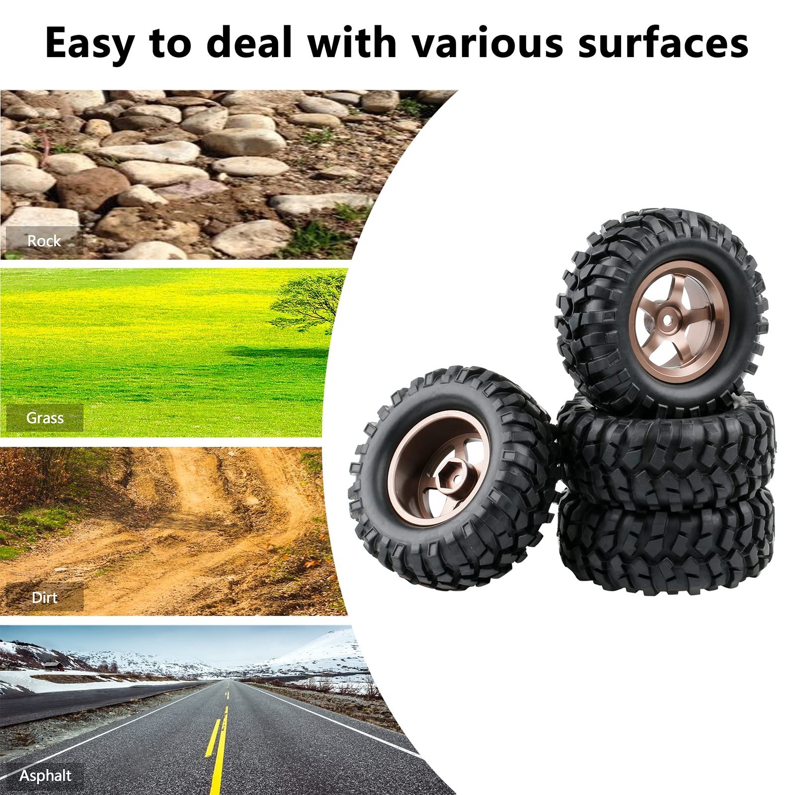 1.9 Tires and Wheels 12mm Hex for Traxxas Stampede – 1/10 RC Crawler Tires 96…