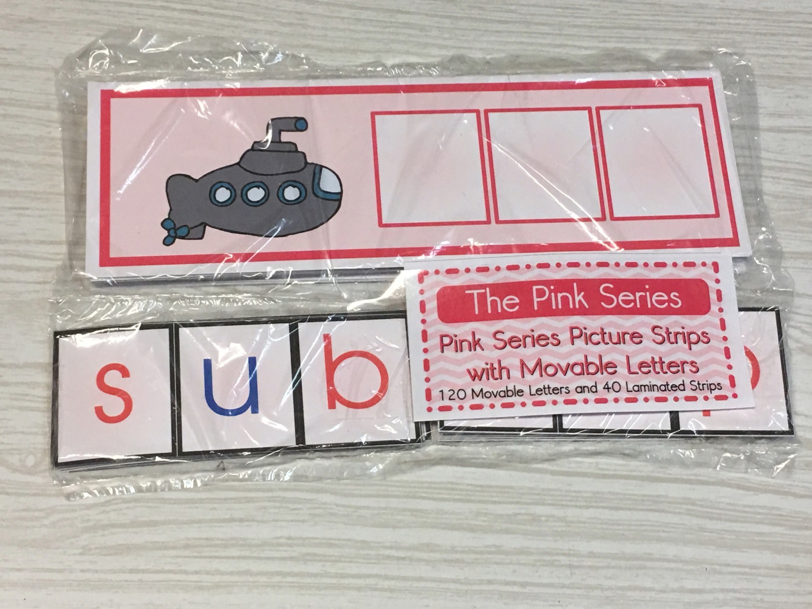 The Pink Series – Picture Strips with Movable Letters Montessori