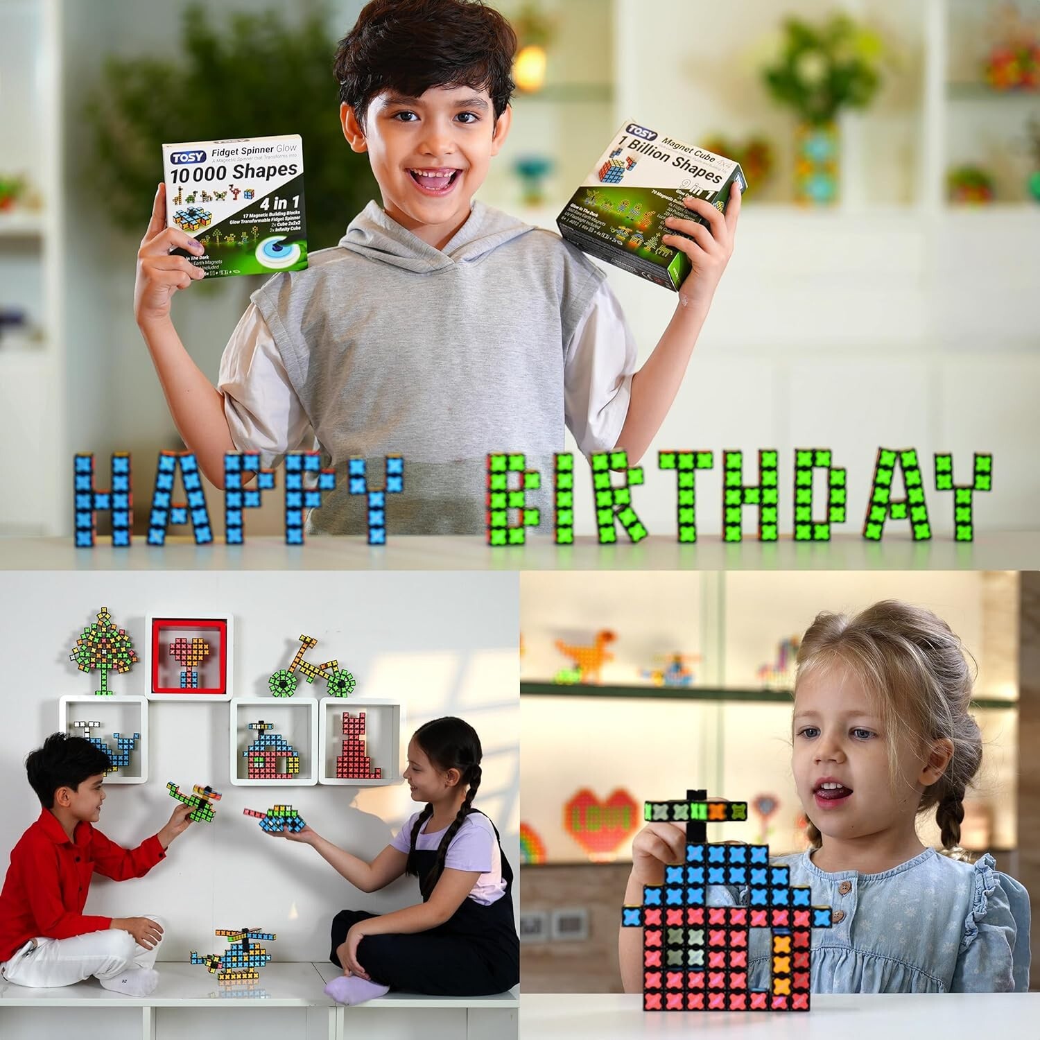 TOSY Magnet Cube 2×2-8 Blocks, 2 in 1 Toy: 2x2x2 Puzzle Cube and Customizable