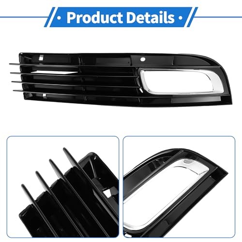 1pc Fog Light Grill for Audi A8 D3 2008-2010 Durable ABS Black Silver Tone