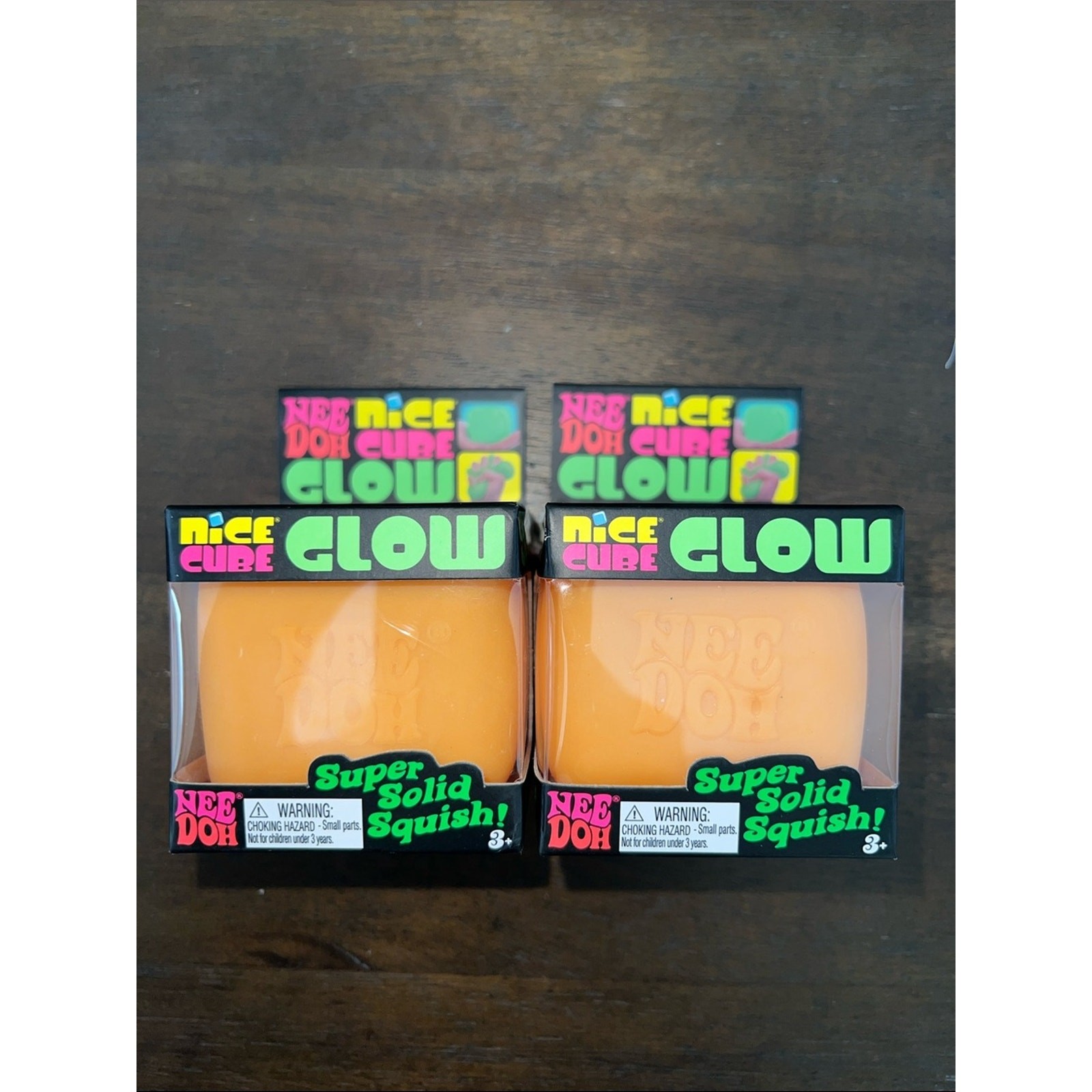 NeeDoh Nice Cube Glow – ORANGE, 1 pc-Super Solid Squish Fidget Sensory Toy – NIB