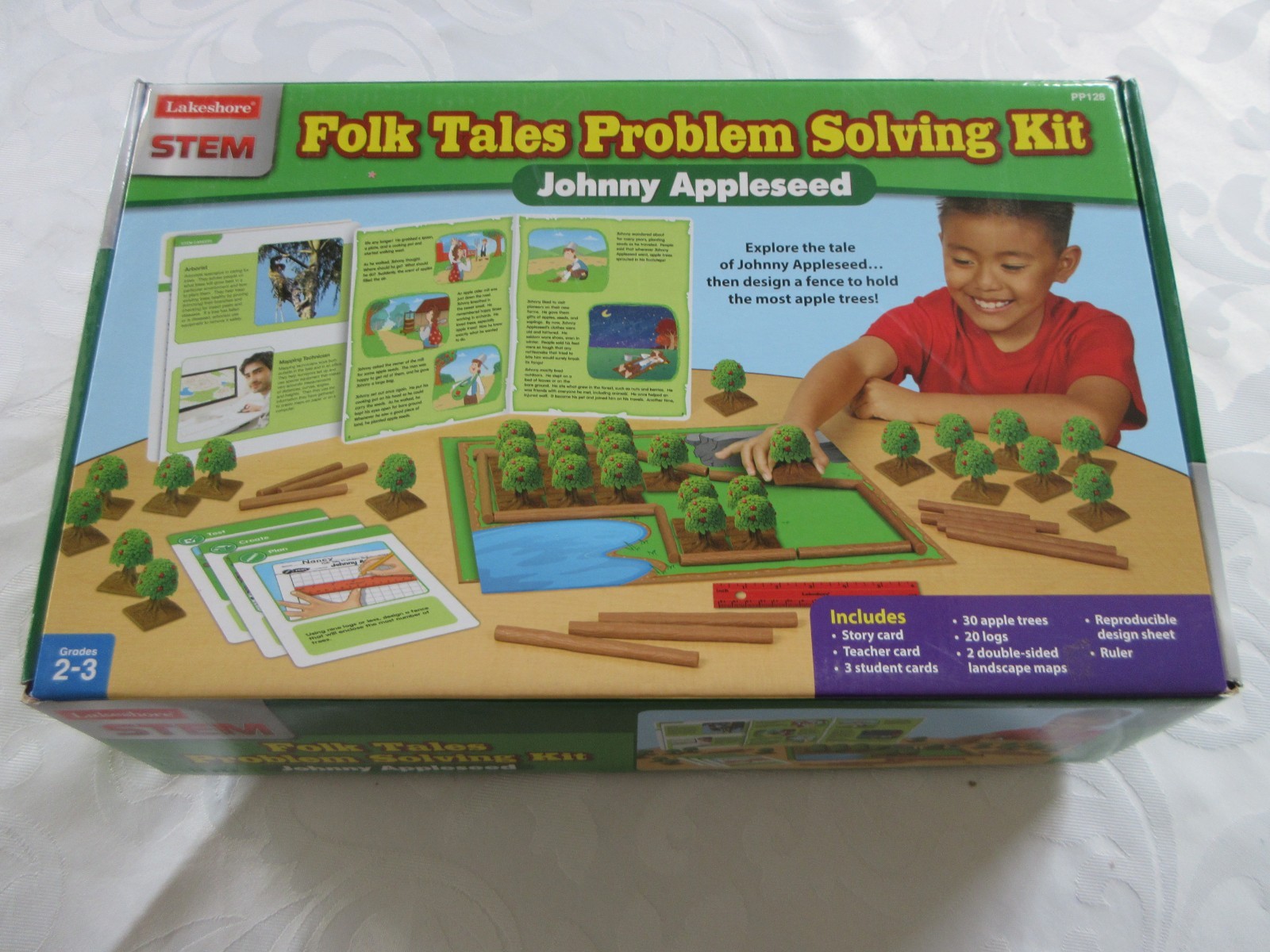 Lakeshore Stem Folk Tales Problem Solving Kit Johnny Appleseed, OPEN BOX NEW
