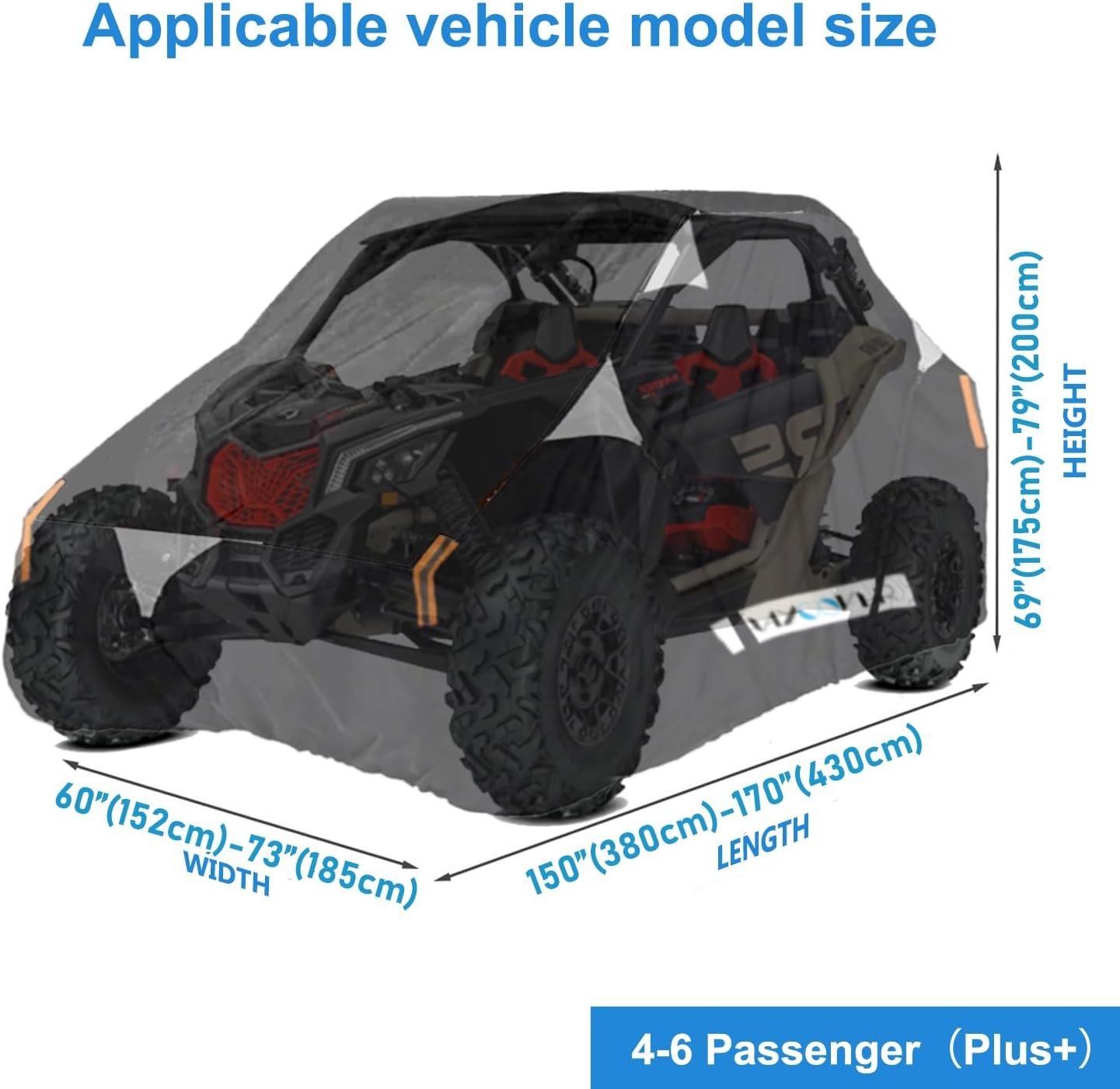 Waterproof UTV Cover,Heavy Duty Black Oxford Cloth Protection Covers UTV Accesso
