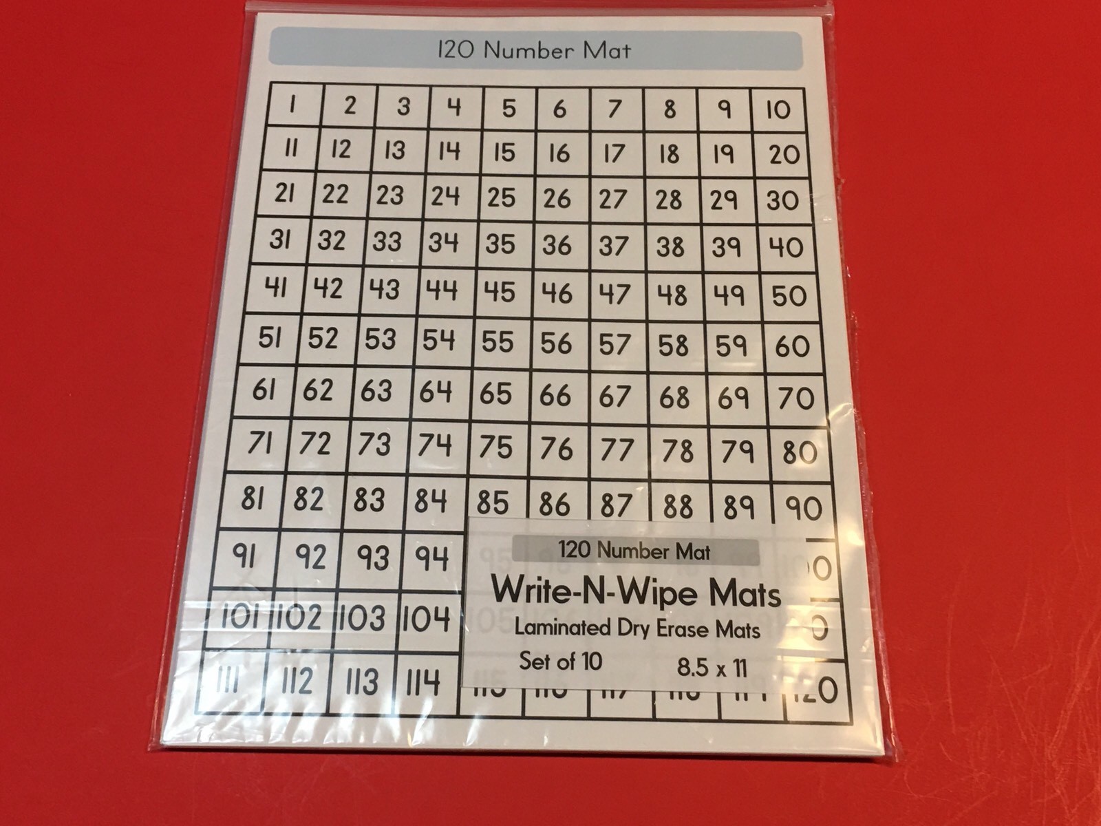 120 Number Mat – Laminated Dry Erase Mats