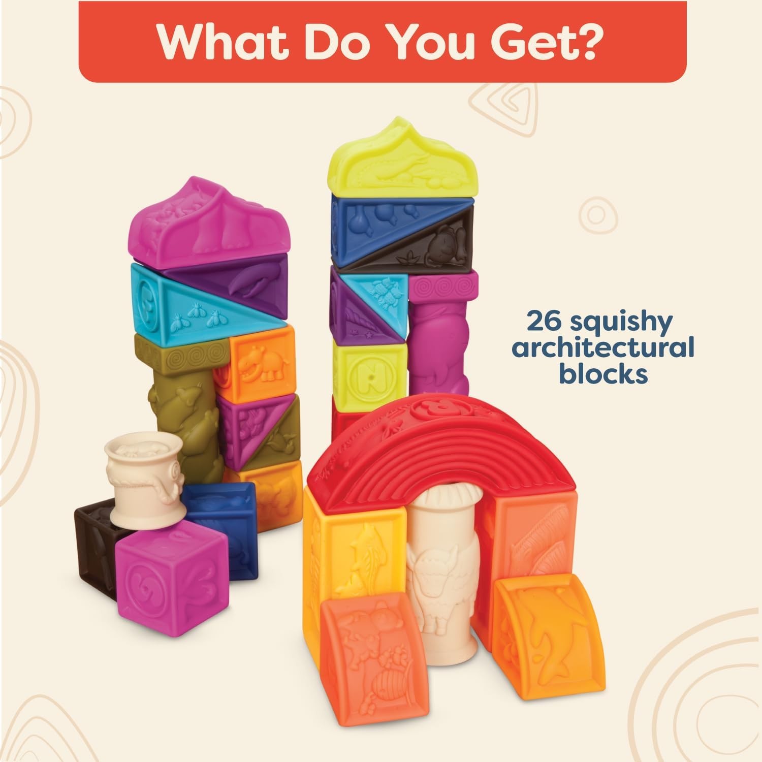 B. toys – Alphabet Learning Blocks for Babies & Toddlers – 26 Soft Squeezable AB