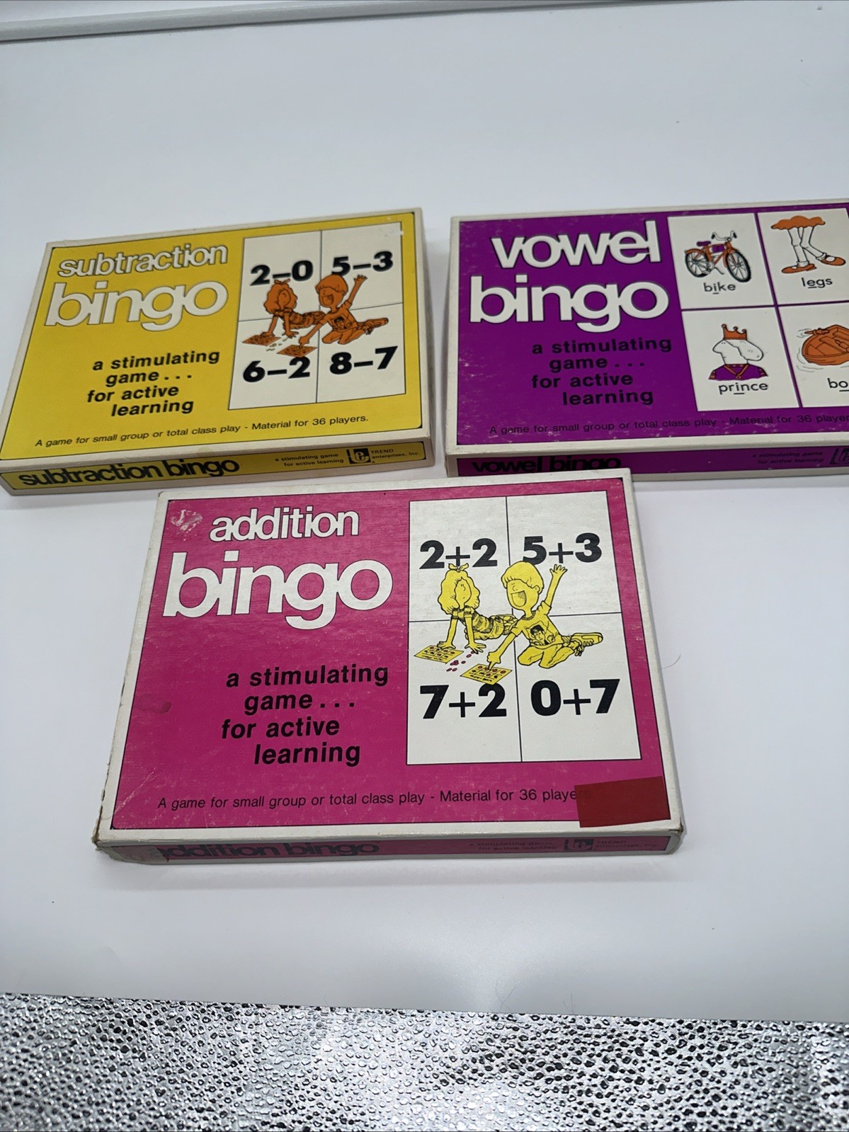 Vowel, Addition, Subtraction Bingo School Card Learning Games (Set of 3) Trend