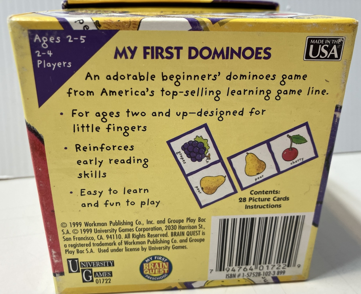 My First Brain Quest Preschool Fruit Dominoes Educational No Instructions
