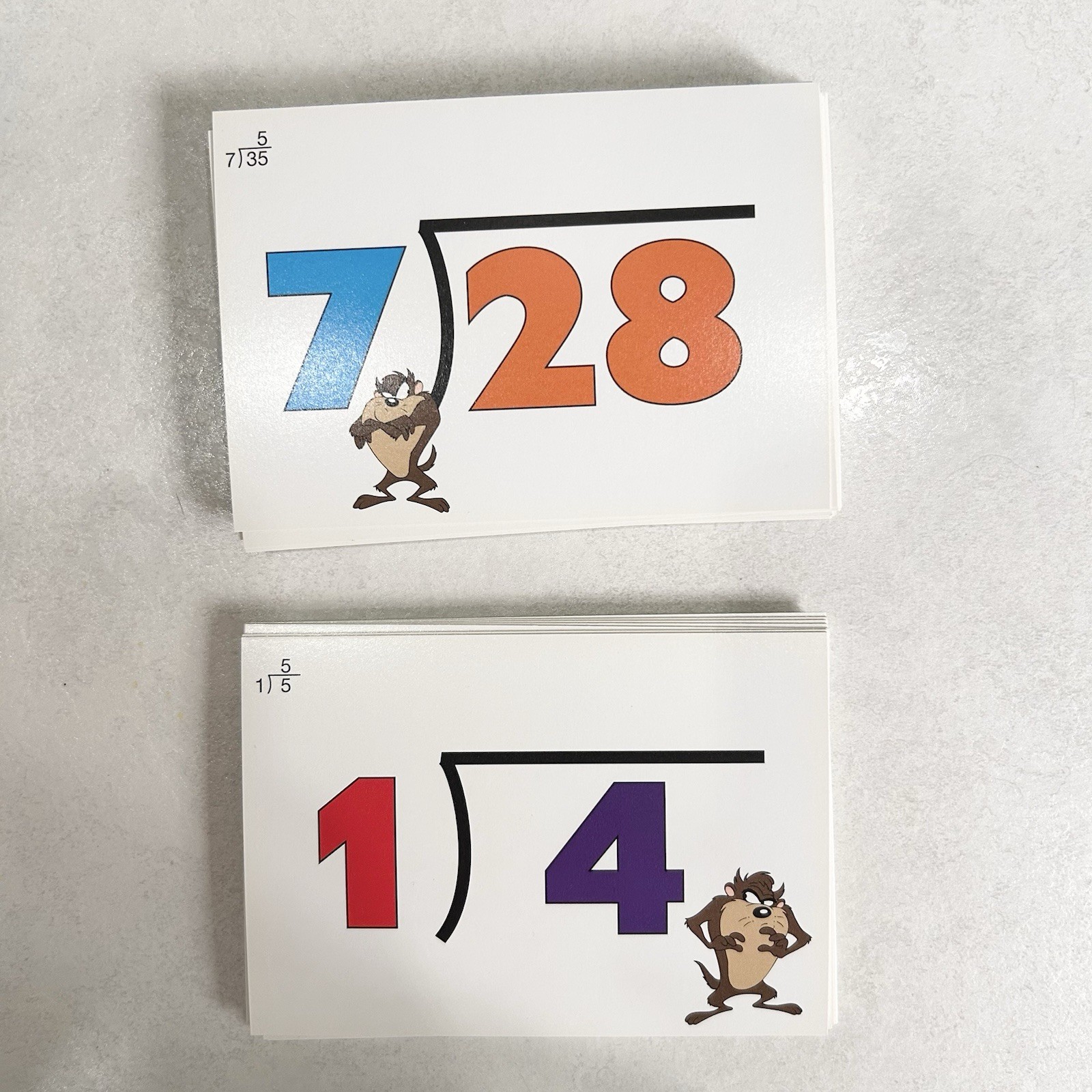 Vintage 90s Looney Tunes Division Flash Cards Math Education 1997 Warner Bros