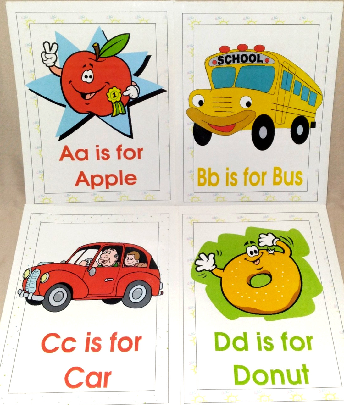 ABC PHONICS 26 Laminated 8×10 Wall Display Picture Letter Cards Homeschool Pre-K