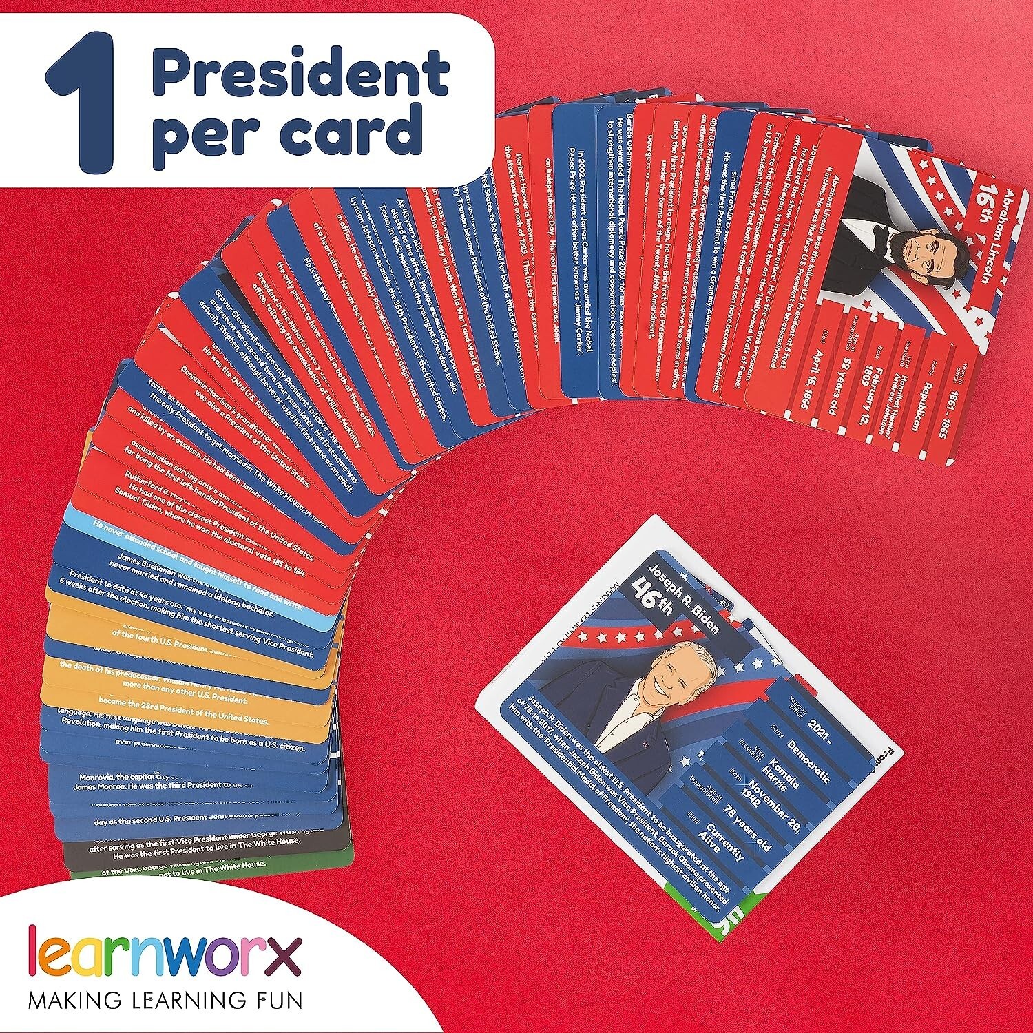 US Presidents for Kids Flash Cards –46 President Cards