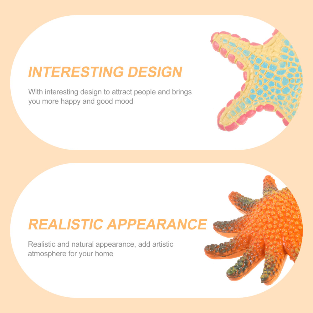 6PCS Sea Star Figurine Sea Animal Sculpture Simulation Sea Star Statue Models