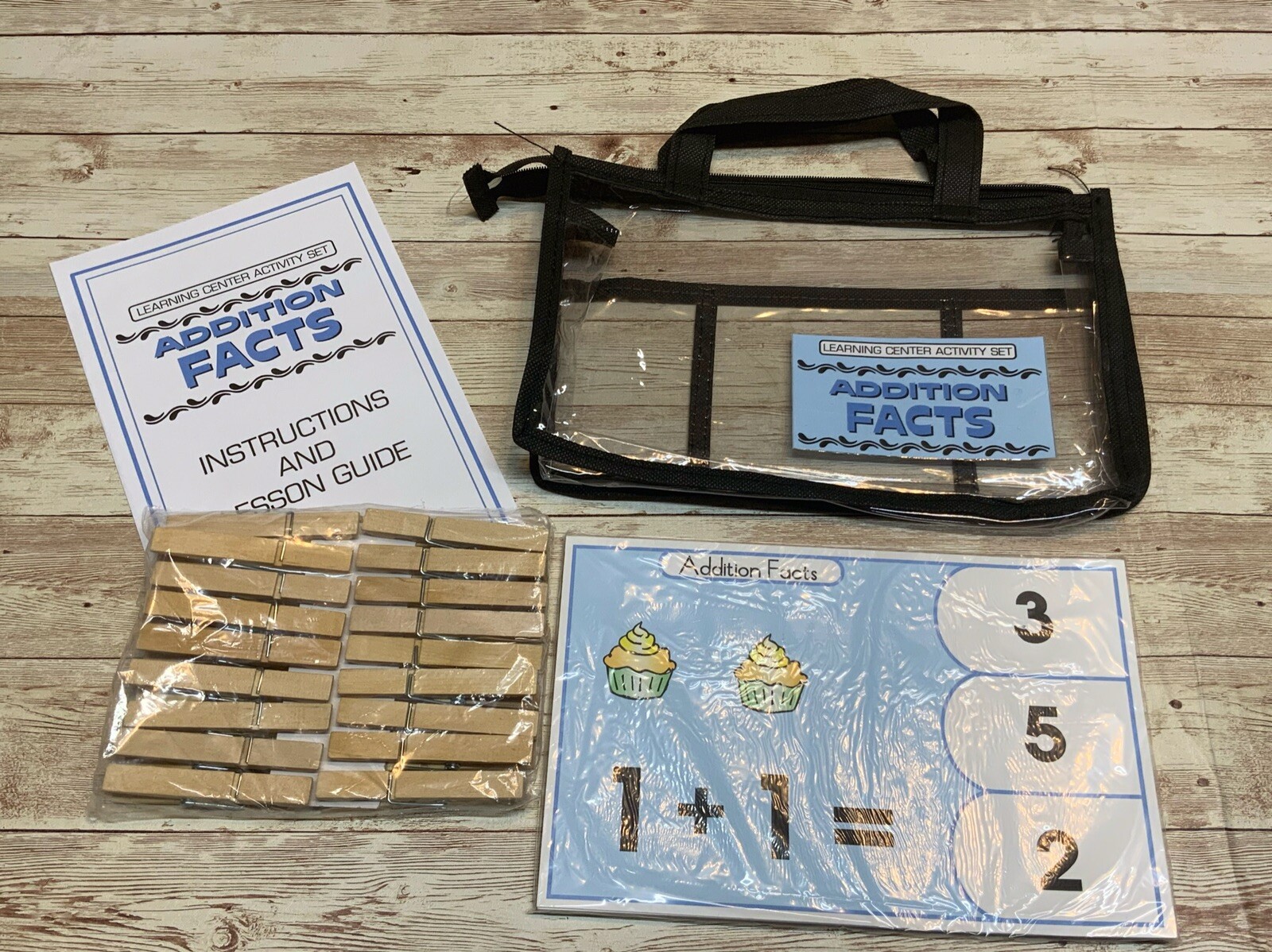 Learning Center Activity Set – Addition Facts – Clothespin Learning Center
