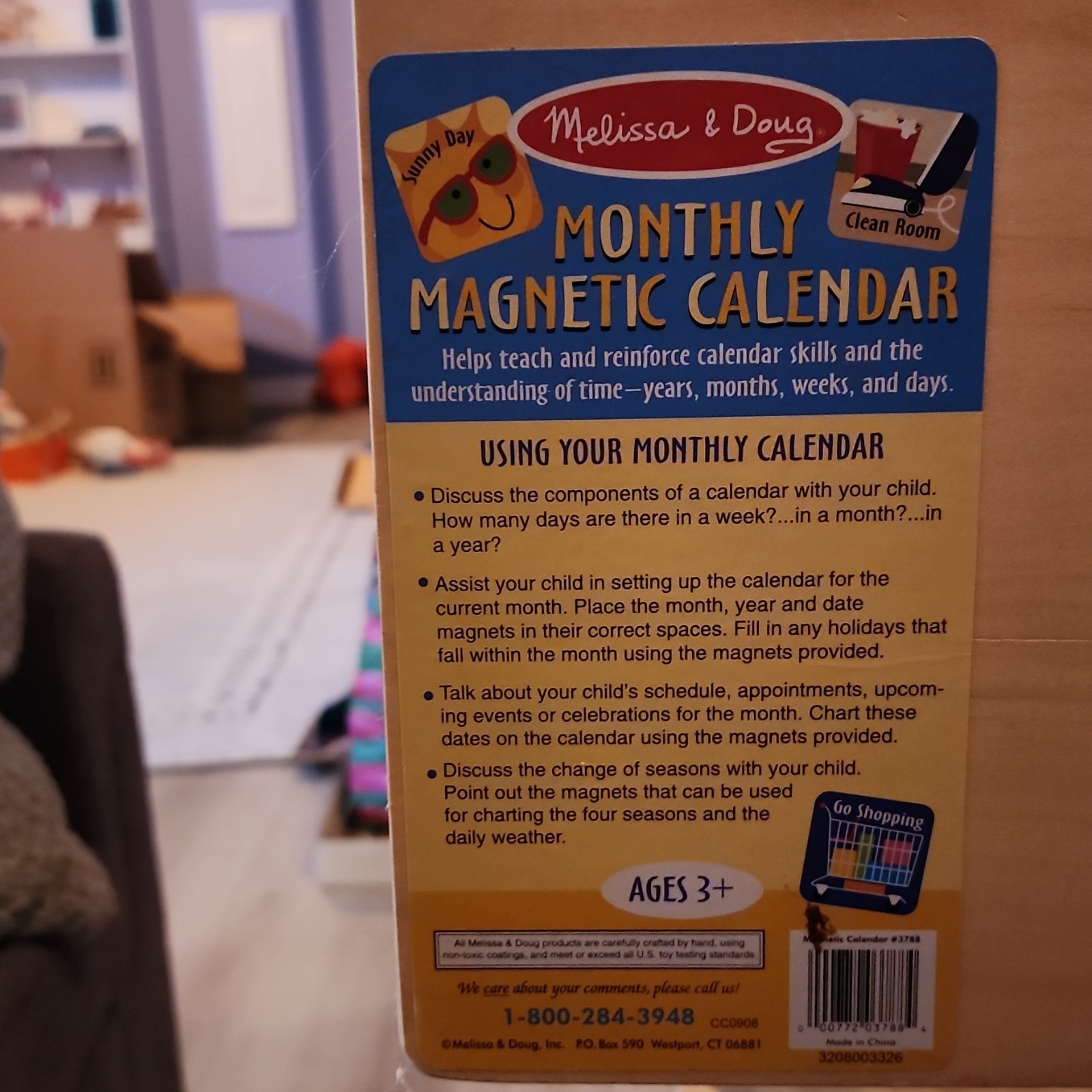 Melissa & Doug Monthly Magnetic Calendar Wooden Board Set w/ Magnets, Ages 3+