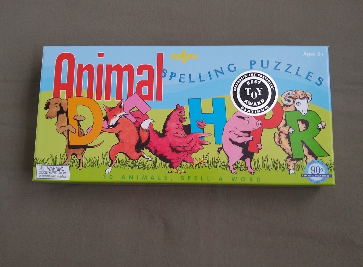 eeboo Animal Spelling Puzzle Set of 10 Animal Learning Toy Ages 3+