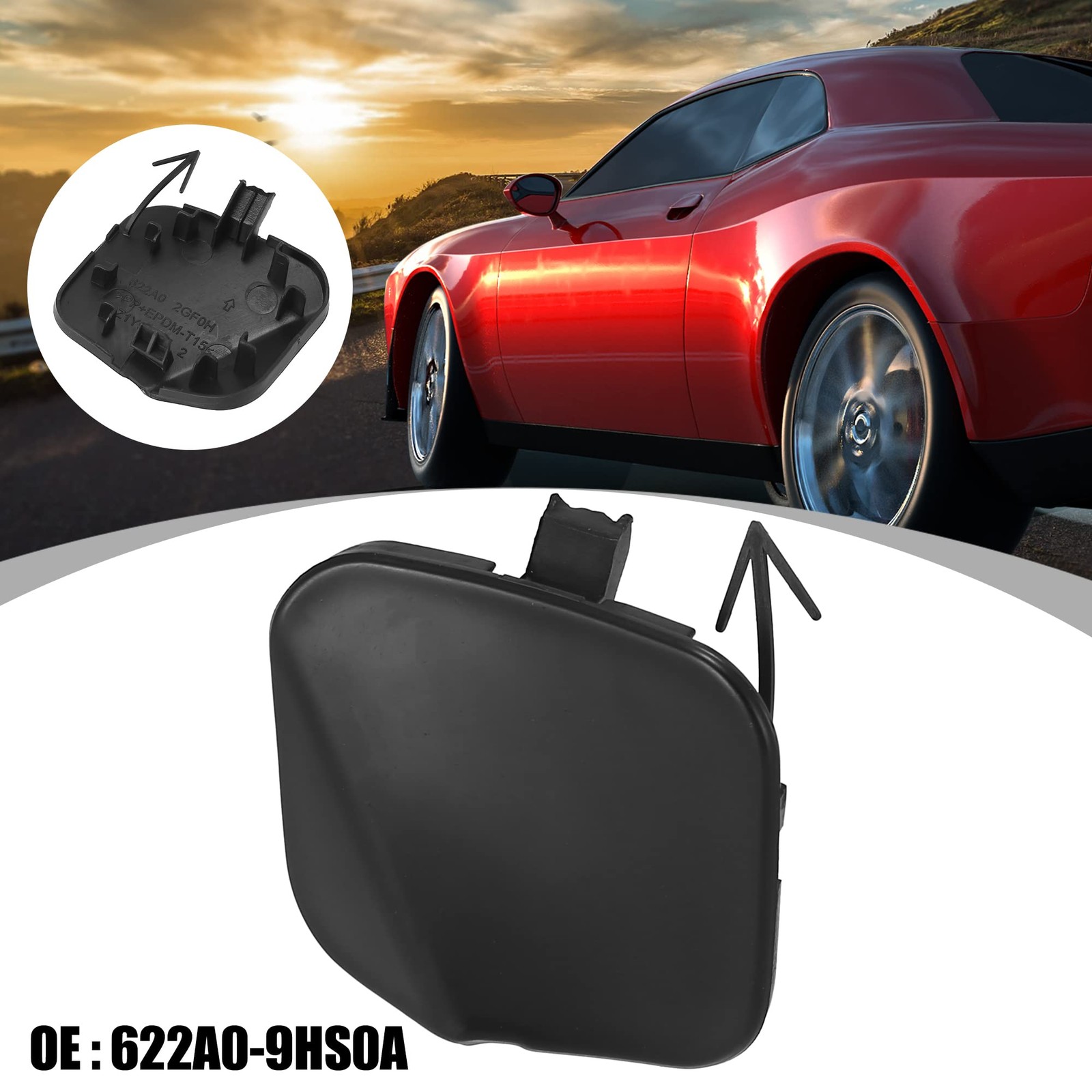 X AUTOHAUX Black Front Right Bumper Tow Hook Towing 2.48″x2.36″x0.79″,