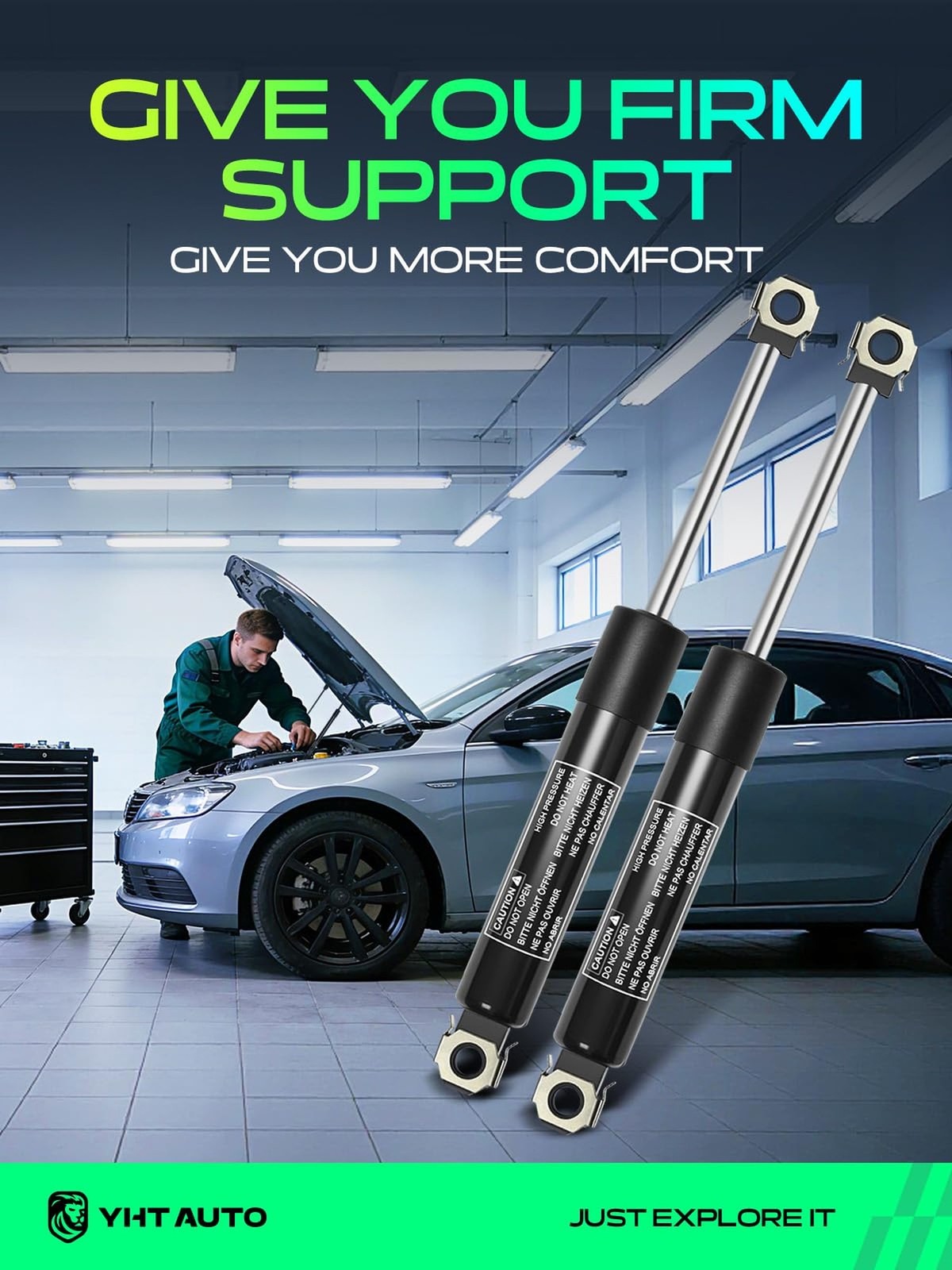 YHTAUTO Front Hood Gas Struts Shocks Replacement for Lincoln Town Car 1986-19…