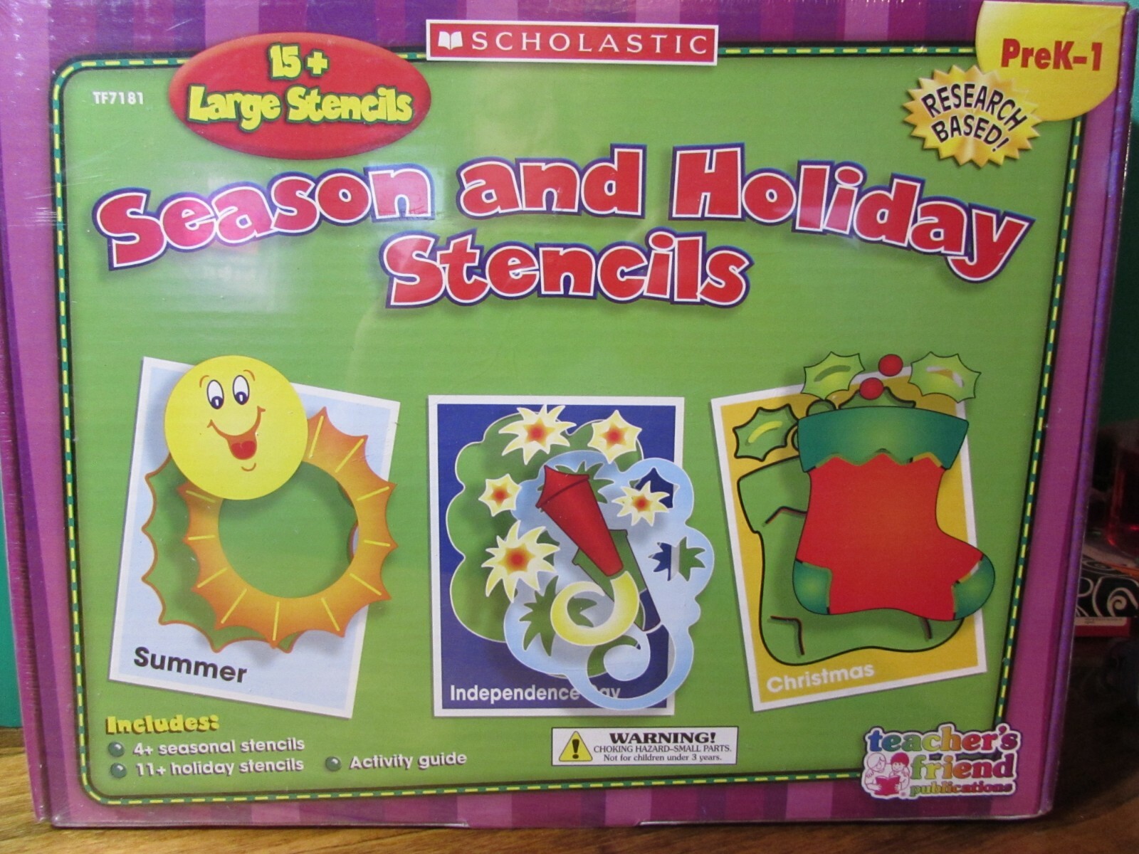NEW/sealed Scholastic PreK-1 Season Holiday 15+ Large Stencils & activity guide