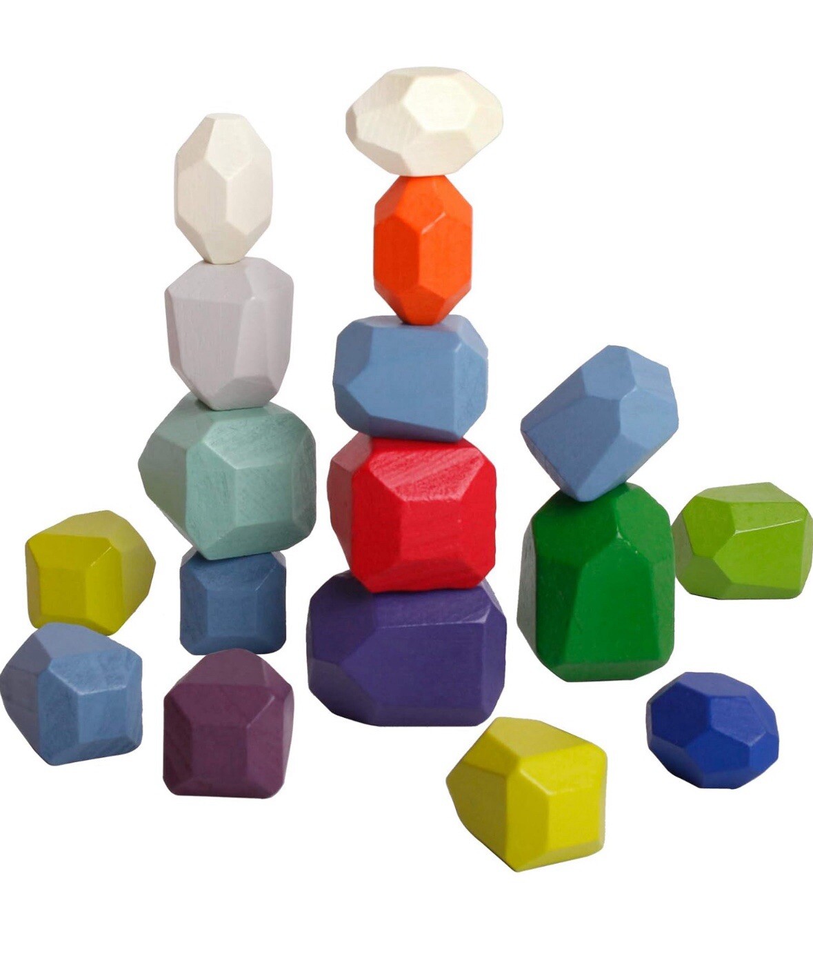 Bestamtoy 18 PCS Wooden Sorting Stacking Balancing Stones Educational Preschool+