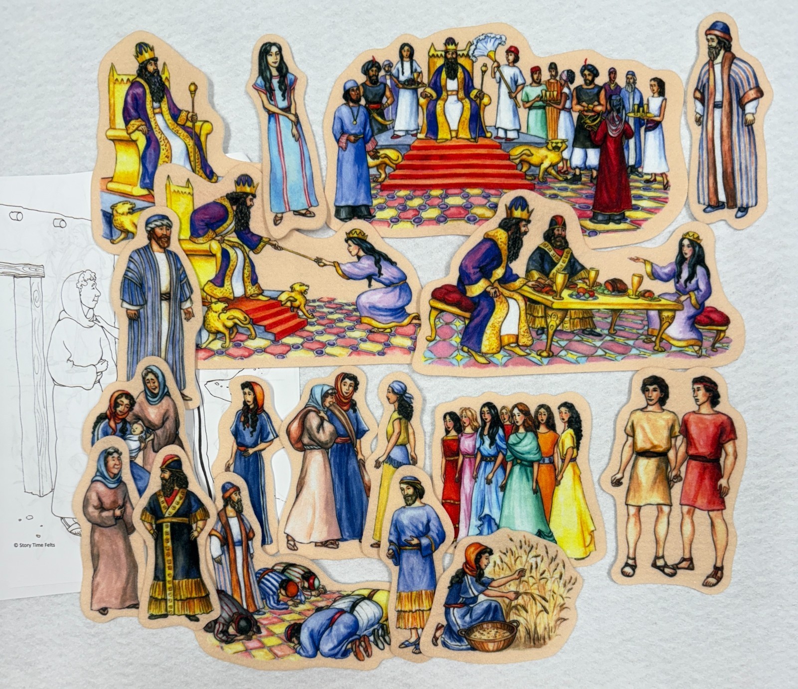 Ruth & Esther Felt Figures For Bible FLANNEL BOARD Stories Old Testament kids