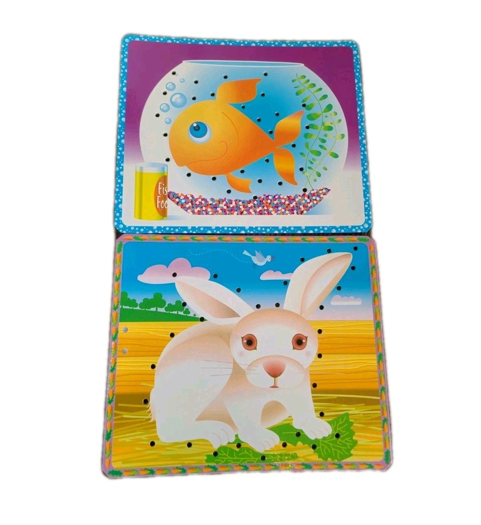 eeBoo Family Pets Lacing Cards 5 Count Educational Fine Motor Skills Toy Ages 3+