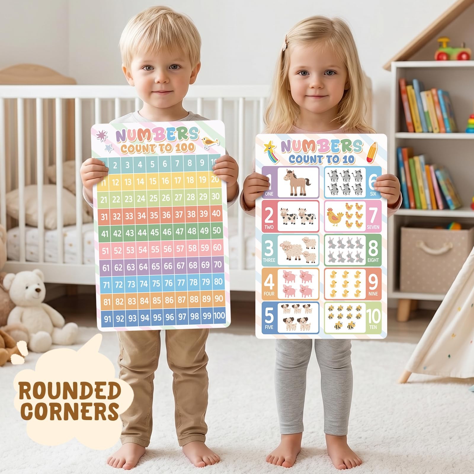 Gorsbark 18 Educational Posters for Toddlers 1-3, Laminated Learning Posters wit