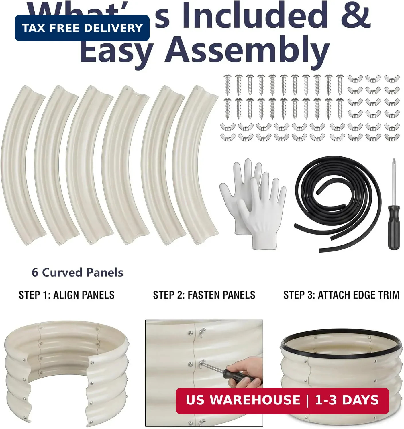 2 x 2 x 1 ft Round Raised Garden Bed, White 2 Pack 12 in Deep Galvanized Steel P
