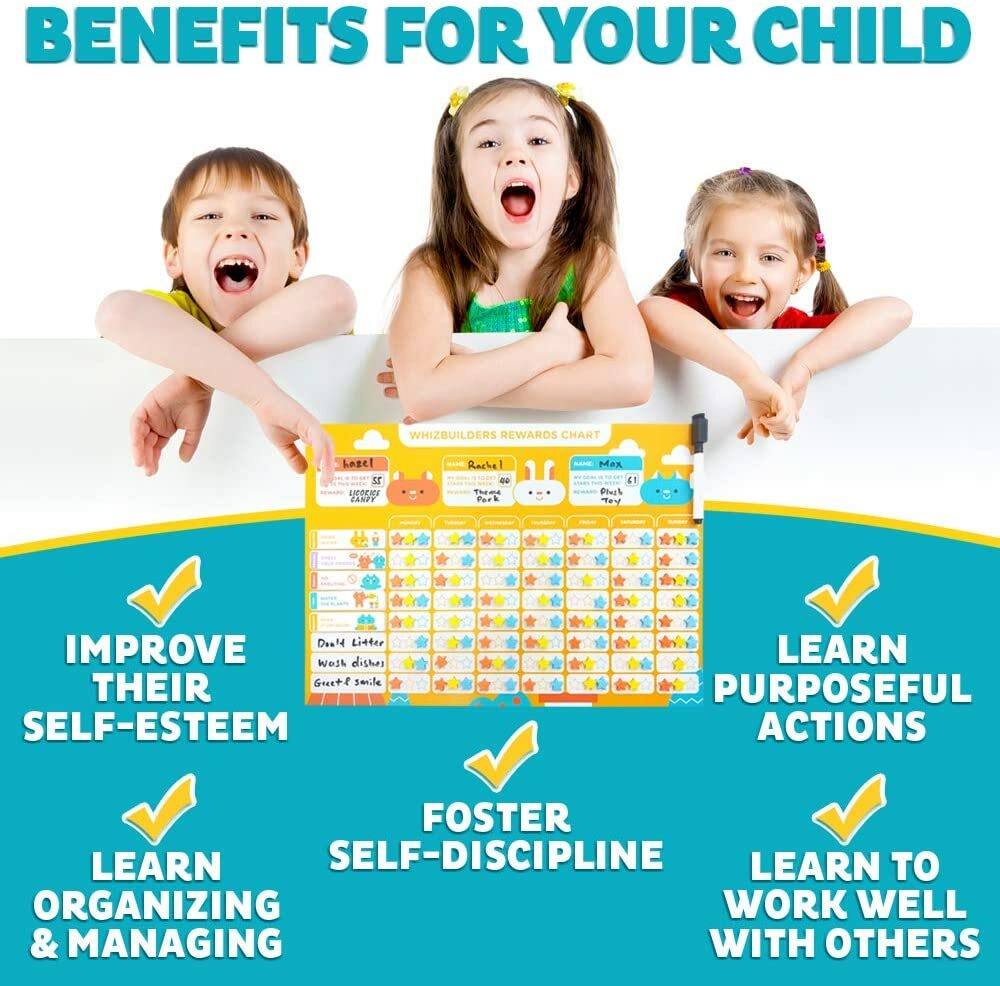 Behavior Chore Reward Star Chart with Magnetic Stickers for Toddler Training