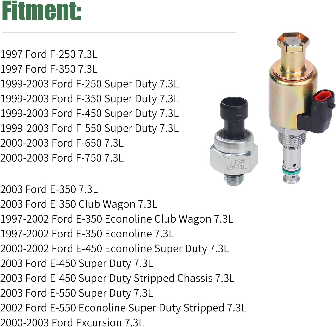 7.3 Powerstroke IPR Valve & ICP Sensor with Pigtail for Ford Super Duty